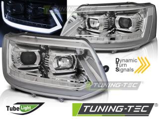 VW T5 GP - Přední světla TUBE LIGHT T6 OPTIK LOOK - Chromová