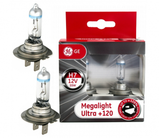 Žárovky GE H7 MEGA LIGHT ULTRA + 120% 12V 55W