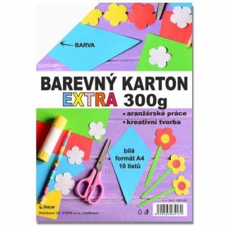 Barevný karton EXTRA A4 300g bílý 10 listů