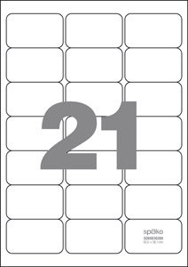 Etiketa Spoko, 63,5 x 38,1 mm, bílá