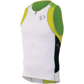 Cyklistický dres Pearl izumi ELITE In-R-Cool TRI SINGLET white green flash Velikost: S