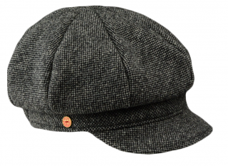 8-dílna bekovka od Mayser - Coco Tweed Newsboy Cap - černý tvíd Velikost: 55 cm  (S)