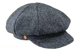 8-dílna bekovka od Mayser - Coco Tweed Newsboy Cap - modrý tvíd Velikost: 57 cm (M)