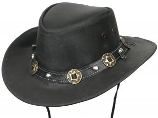 Australský černý klobouk kožený - CONCHO SCIPPIS Velikost: 61 cm (XL)