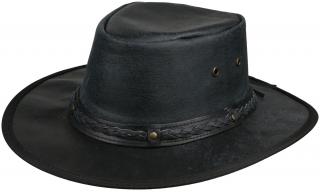 Australský černý klobouk kožený - SPRINGBROOK Velikost: 63 cm (XXL)
