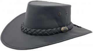Australský černý klobouk kožený z klokaní kůže - Jacaru Velikost: 58cm (M/L)