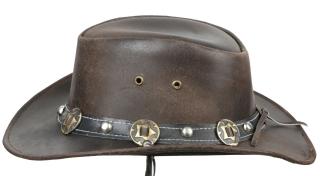 Australský hnědý klobouk kožený - CONCHO SCIPPIS Velikost: 61 cm (XL)