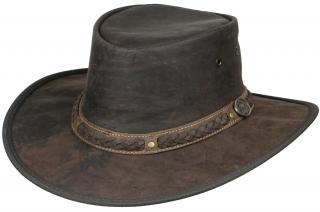 Australský hnědý klobouk kožený s klokaní kůže - KANGAROO SUNDOWNER Velikost: 61 cm (XL)