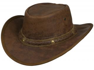 Australský hnědý (tan) klobouk kožený - SPRINGBROOK Velikost: 61 cm (XL)