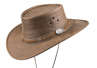 Australský klobouk hnědý kožený - TOWNSVILLE Velikost: 61 cm (XL)