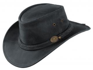 Australský klobouk kožený -  černý kožený klobouk SCIPPIS Irving Velikost: 59 cm (L)