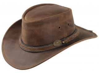 Australský klobouk kožený - hnědý kožený klobouk SCIPPIS Irving Velikost: 61 cm (XL)