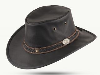 Australský klobouk kožený s klokaní kůže - KANGAROO SUNDOWNER BLACK Velikost: 61 cm (XL)
