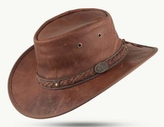 Australský klobouk kožený s klokaní kůže - KANGAROO SUNDOWNER TAN Velikost: 61 cm (XL)
