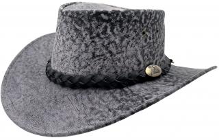 Australský šedý klobouk kožený z klokaní kůže - Kangaroo Stonewash Velikost: 61/62cm (XL)