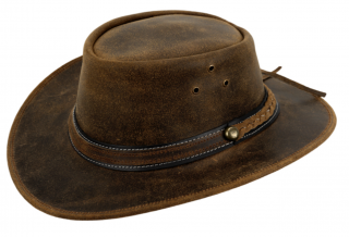 Australský vintage hnědý klobouk kožený - Outdoor Velikost: 61 cm (XL)