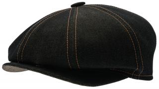Bavlněná džínová černá bekovka 8-panel od CTH Ericson - Organic Black Denim Gustav Velikost: 57 cm (M)