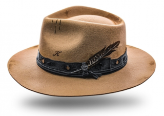 Béžový pevný klobouk fedora - Quinn - vintage - limitovaná kolekce Velikost: 55 cm  (S)