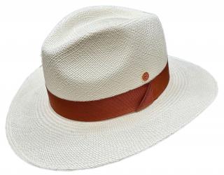 Bílý panamský klobouk Fedora - ručně pletený, UV faktor 80 -  Ekvádorská panama - Mayser Gedeon Velikost: 56 cm