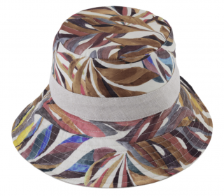 Bucket hat - letní bavlněný béžový kytičkovaný klobouk - Fiebig 1903 Velikost: 59 cm (L)