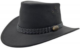 Černý kožený klobouk - Wallaroo Oil Jacaru Velikost: 63/64cm (XXL)