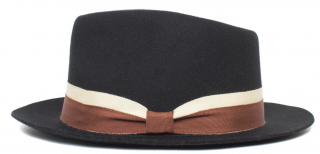 Černý trilby klobouk s hnědobéžovou stuhou -  Goorin Bros Wheeler Velikost: 59 cm (L)