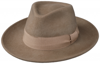 Cestovní klobouk vlněný od Fiebig s širší krempou - béžový s béžovou stuhou Velikost: 55 cm  (S)