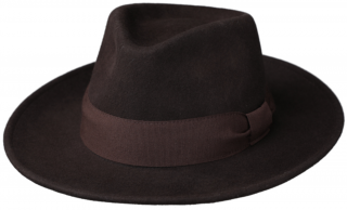 Cestovní klobouk vlněný od Fiebig s širší krempou - hnědý s hnědou stuhou Velikost: 57 cm (M)