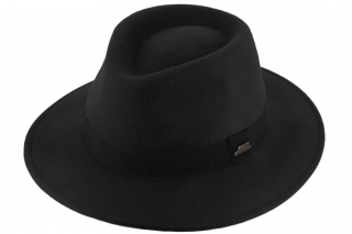 Cestovní nemačkavý klobouk vlněný od Fiebig - černý s černou stuhou Velikost: 61 cm (XL)