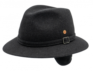 Cestovní nemačkavý voděodolný šedý klobouk Mayser - Earflap Dale Traveller (s ušní klapkami) Velikost: 58 cm
