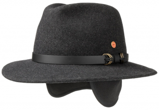 Cestovní nemačkavý voděodolný šedý klobouk Mayser - Earflap Georgia Traveller (s ušní klapkami) Velikost: 57 cm (M)