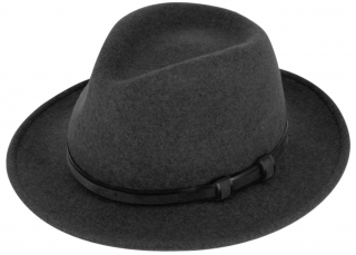 Cestovní odolný klobouk vlněný od Fiebig - Traveller voděodolný a nemačkavý - barva šedá Velikost: 57 cm (M)