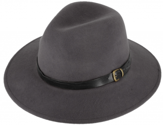 Cestovní šedý nepromokavý, nemačkavý klobouk vlněný od Fiebig - Indiana Jones Velikost: 61 cm (XL)