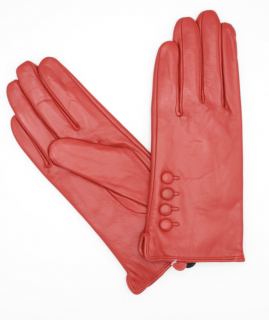Dámské červené kožené rukavice flísová podšívka - Fiebig Velikost Rukavice: 6,5