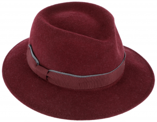 Dámský bordó zimní plstěný klobouk od Fiebig - Lara Velikost: 56 cm