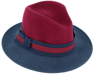 Dámský dvoubarevný plstěný klobouk od Fiebig - Aisha Burgundy Velikost: 57 cm (M)