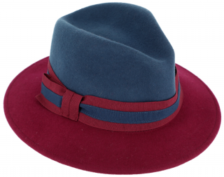 Dámský dvoubarevný plstěný klobouk od Fiebig - Aisha Marine Velikost: 55 cm  (S)