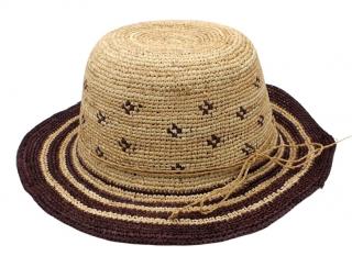 Dámský hnědý letní nemačkavý slaměný klobouk Cloche  - Crochet Cloche Velikost: Unisize (S-XL)