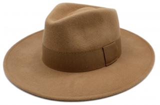 Dámský klobouk Fedora vlněný od Fiebig s širší krempou - béžový s béžovou stuhou Velikost: 59 cm (L)