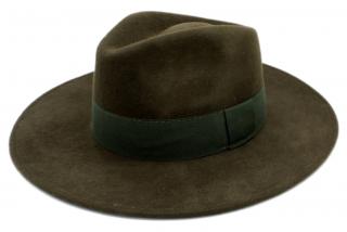 Dámský klobouk vlněný od Fiebig s širší krempou - khaki s khaki stuhou Velikost: 56 cm