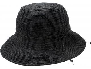 Dámský letní černý nemačkavý slaměný klobouk Cloche  - Crochet Cloche Velikost: Unisize (S-XL)