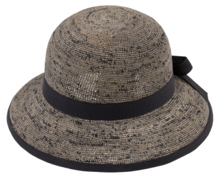 Dámský letní nemačkavý slaměný klobouk Cloche  - Crochet Cloche Black Melanž Velikost: Unisize (S-XL)