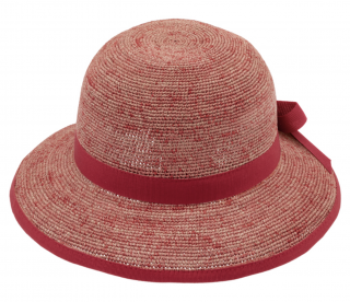 Dámský letní nemačkavý slaměný klobouk Cloche  - Crochet Cloche Red Melanž Velikost: Unisize (S-XL)