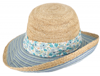 Dámský letní slaměný klobouk Cloche - látková tvarovatelná krempa Velikost: Unisize (S-XL)