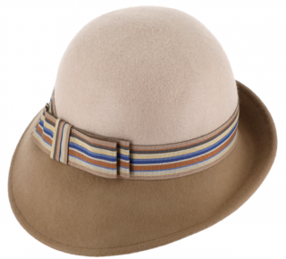 Dámský plstěný béžový klobouček Cloche - Fiebig Velikost: 57 cm (M)