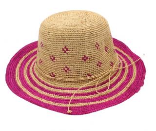 Dámský růžový letní nemačkavý slaměný klobouk Cloche  - Crochet Cloche Velikost: Unisize (S-XL)