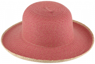 Dámský růžový letní slaměný klobouk Cloche - bez stuhy Velikost: 55 cm  (S)