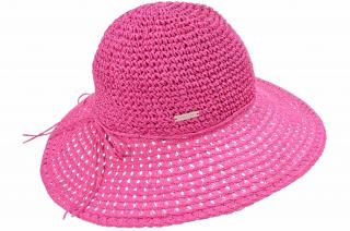 Dámský růžový nemačkavý letní slaměný klobouk Big brim - Seeberger Velikost: Unisize (S-XL)