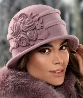 Dámský růžový vlněný klobouček - Rebis Velikost: Unisize (S-XL)