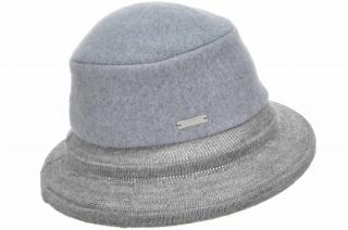 Dámský šedý vlněný klobouček cloche s pletenou krempou - Seeberger Velikost: Unisize (S-XL)